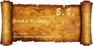 Baska Vilmos névjegykártya